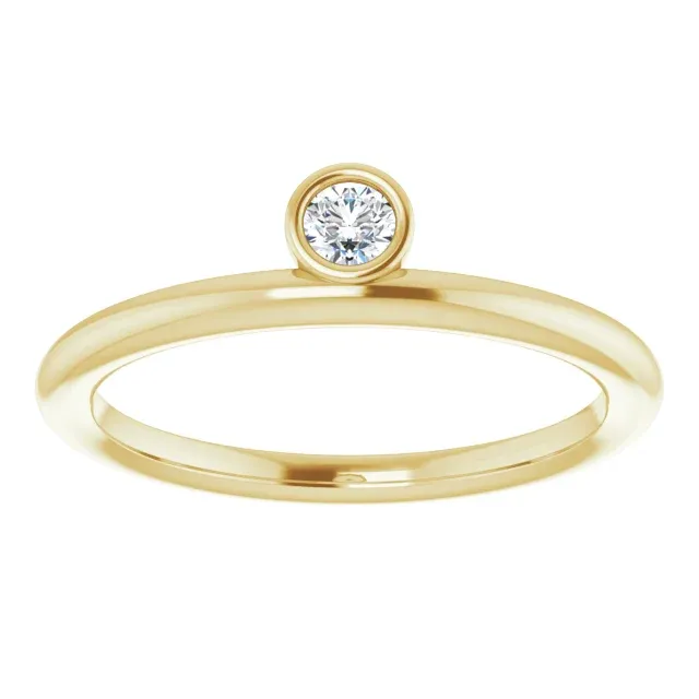 14K Yellow 3 mm Round Forever One Moissanite Ring Classic Contour