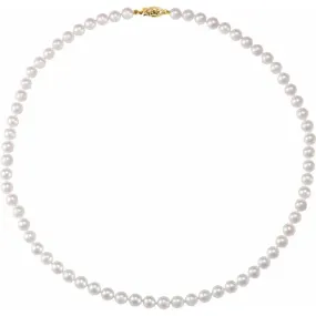 14K Yellow 6-6.5 mm Akoya Cultured Pearl 18" Strand Timeless Duo Precious Jewelry Pieces