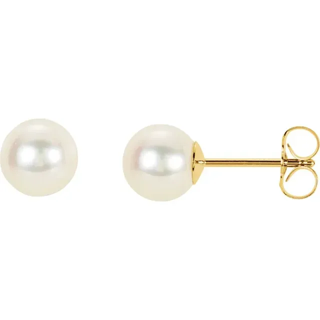 Precious Piece Unique Accessories 14K Yellow 6.5-7 mm Panache Freshwater Cultured Pearl Earrings