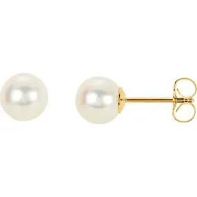 Precious Piece Unique Accessories 14K Yellow 6.5-7 mm Panache Freshwater Cultured Pearl Earrings