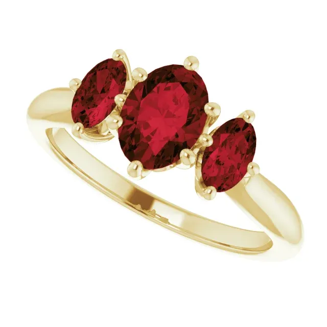 14K Yellow 7x5 mm Oval Garnet Ring Commitment Sign Subtle Accessory