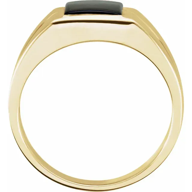 Shiny Expression Essential Gift 14K Yellow 8 mm Square Onyx Ring