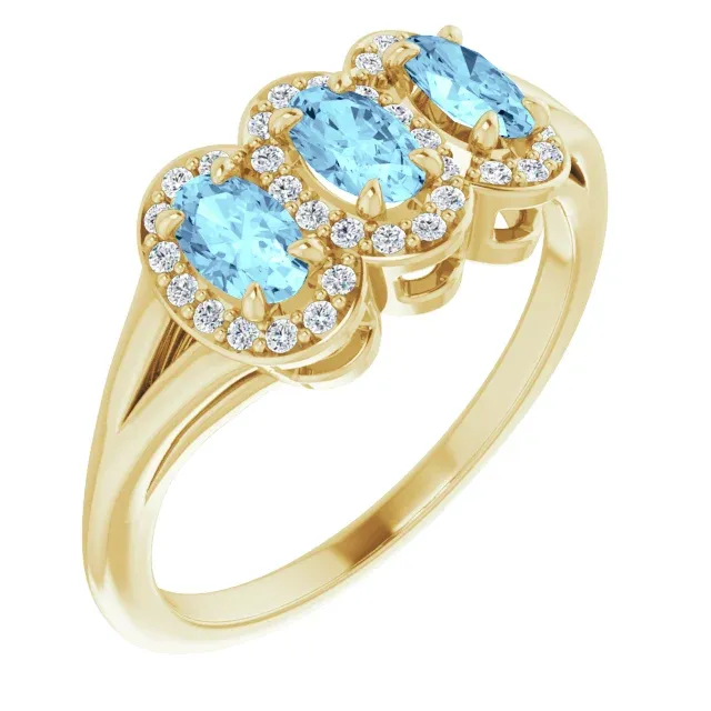 Sentimental Product 14K Yellow Aquamarine & 1/6 CTW Diamond Ring