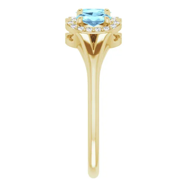 14K Yellow Aquamarine & 1/6 CTW Diamond Ring Body Positive