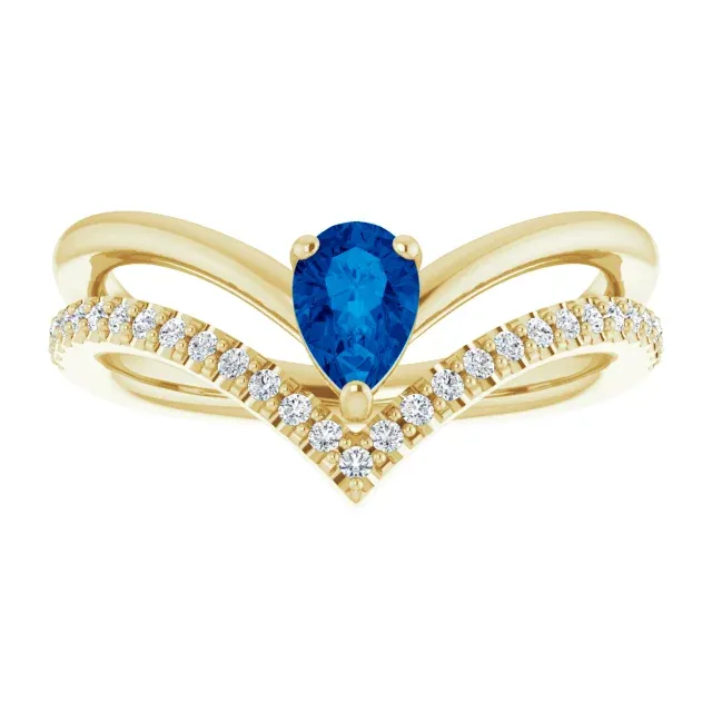 Fantastic Piece Personalized Item 14K Yellow Blue Sapphire & 1/6 CTW Diamond Ring