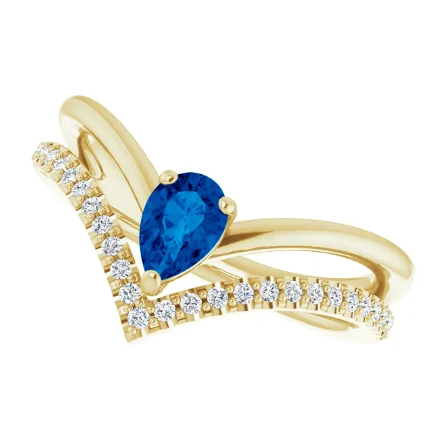14K Yellow Blue Sapphire & 1/6 CTW Diamond Ring Personal Item