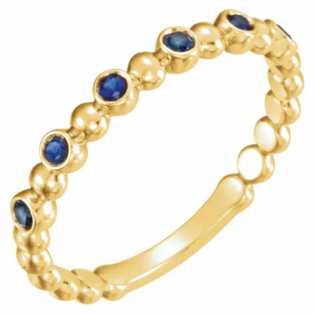 Glamorous Design Gift wrapping 14K Yellow Blue Sapphire Stackable Ring