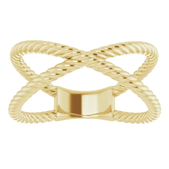 luxury item Exquisite work 14K Yellow Criss Cross Rope Ring