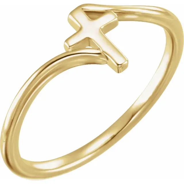 Comfortable Work Contemporary Keepsake 14K Yellow Cross Bypass Ring
