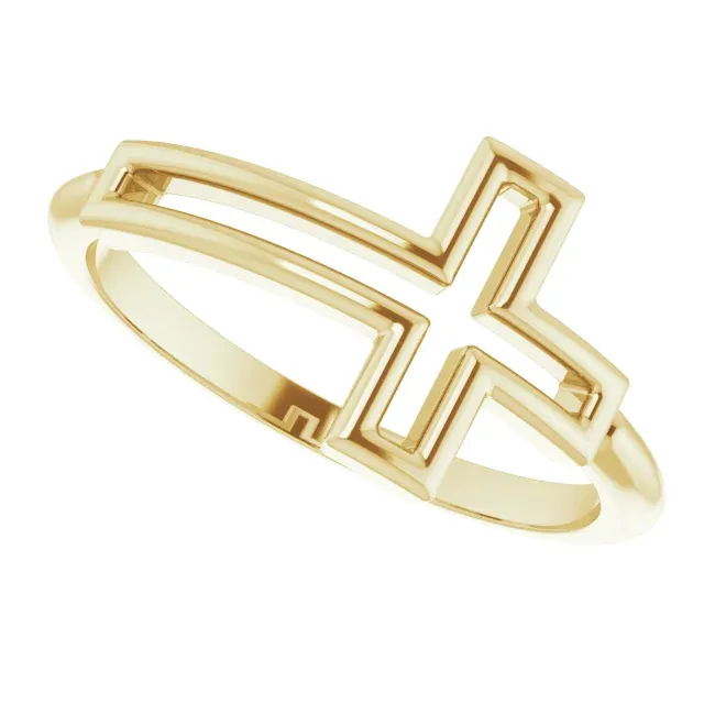 Showcase Example 14K Yellow Cross Ring