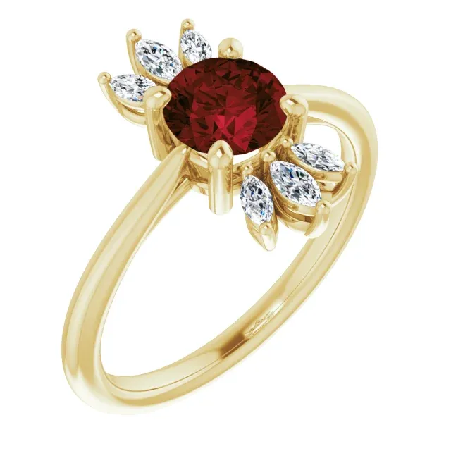 Alkali resistant 14K Yellow Garnet & 1/4 CTW Diamond Ring