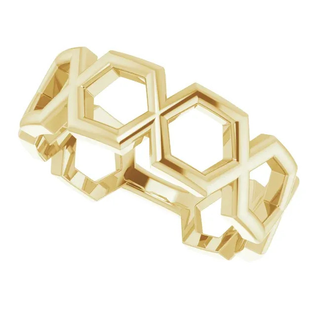 14K Yellow Geometric Ring Cultural Heritage Artisan Crafted