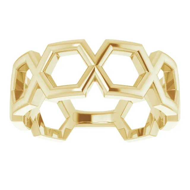 14K Yellow Geometric Ring Sleek Look Special Care