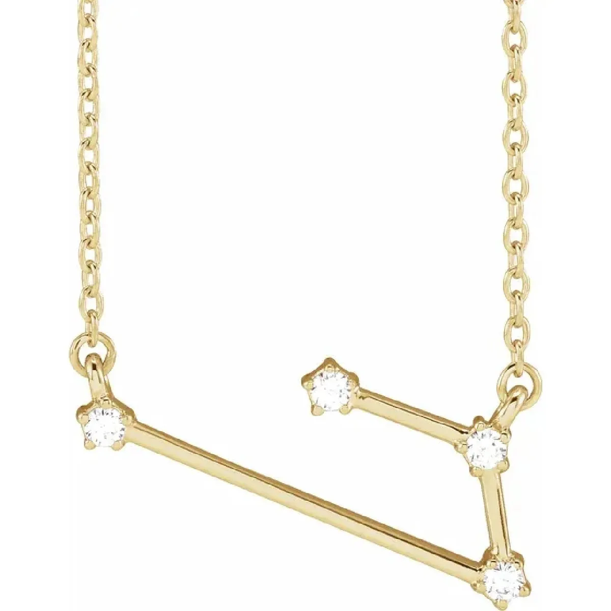 Bold Form Quick Match 14K Yellow Gold Round Shape Diamonds Bar Pendant with a 14K Yellow Gold Cable Link Necklace (.08ctw)