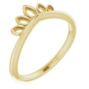 14K Yellow Marquise-Shaped Crown Ring Vintage Embellishment Autumn Collection