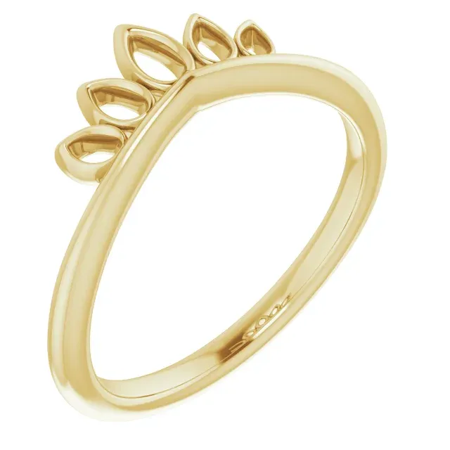 14K Yellow Marquise-Shaped Crown Ring Vintage Embellishment Autumn Collection