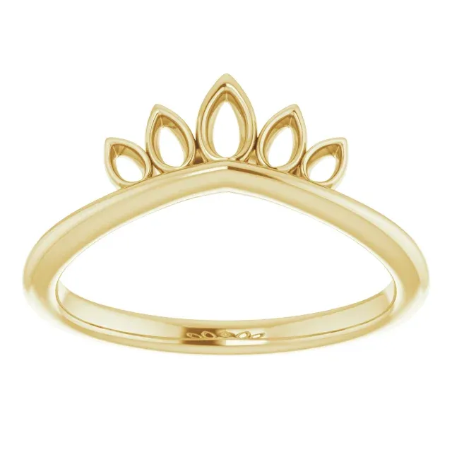 Ornate Symbol 14K Yellow Marquise-Shaped Crown Ring