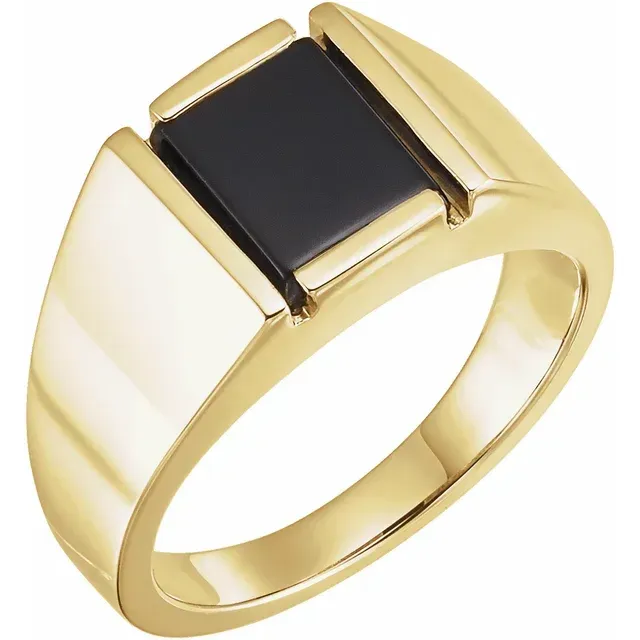 Artisan Object Refined Style 14K Yellow Onyx Bezel-Set Ring