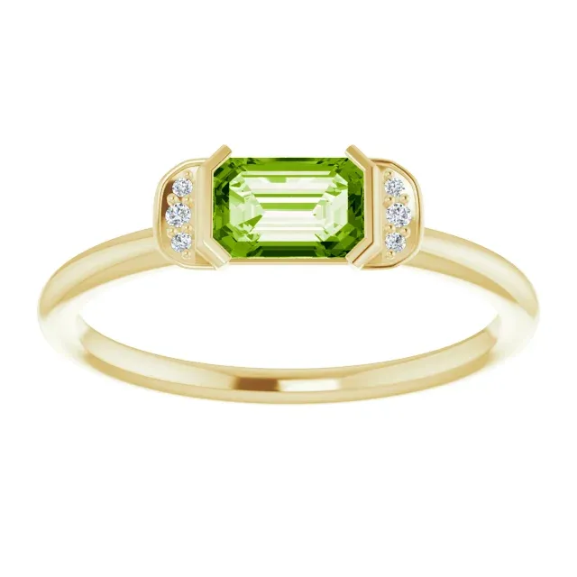 Affordable Embellishment 14K Yellow Peridot & .02 CTW Diamond Stackable Ring