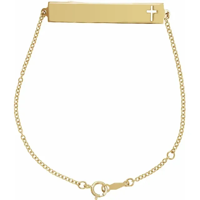 14K Yellow Pierced Cross Bar 6 1/2-7 1/2" Bracelet Persistent Blends Ongoing Innovation