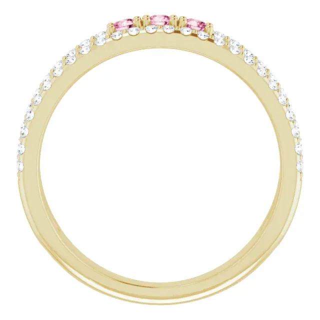 Durable Expression Sparkling Design 14K Yellow Pink Tourmaline & 1/4 CTW Diamond Ring