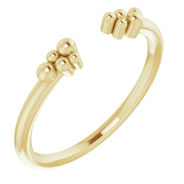 Gift wrapping Polished Accessory 14K Yellow Stackable Beaded Negative Space Ring