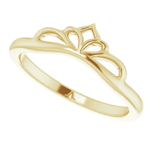 14K Yellow Stackable Crown Ring Custom Measurement