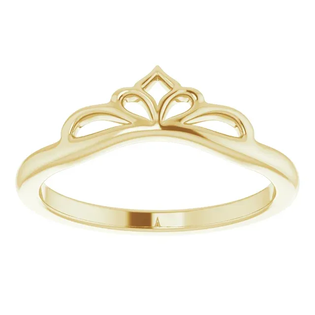14K Yellow Stackable Crown Ring Stretchable Fit Artistic Decoration