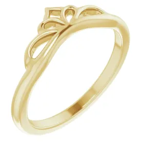 14K Yellow Stackable Crown Ring Elegant Art Global Sizing