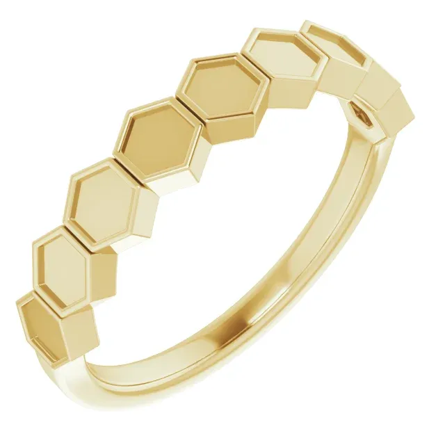 Graceful Accent 14K Yellow Stackable Geometric Ring