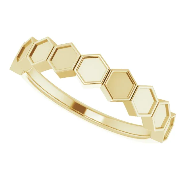 Ornate Mark Meaningful Statement 14K Yellow Stackable Geometric Ring