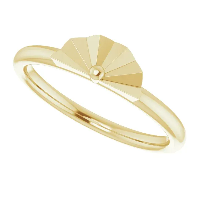 Lightweight Item Comfortable Style 14K Yellow Starburst Stackable Ring