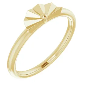 Fine Accessory 14K Yellow Starburst Stackable Ring