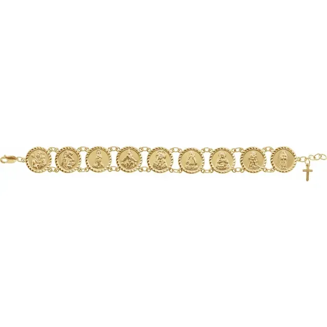 14K Yellow Traditional Saints Bracelet? Modern View Happy Vibes