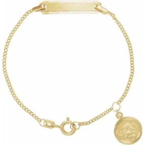 Perpetual Vision 14K Yellow Youth Identification 4.5" Bracelet with Angel Charm