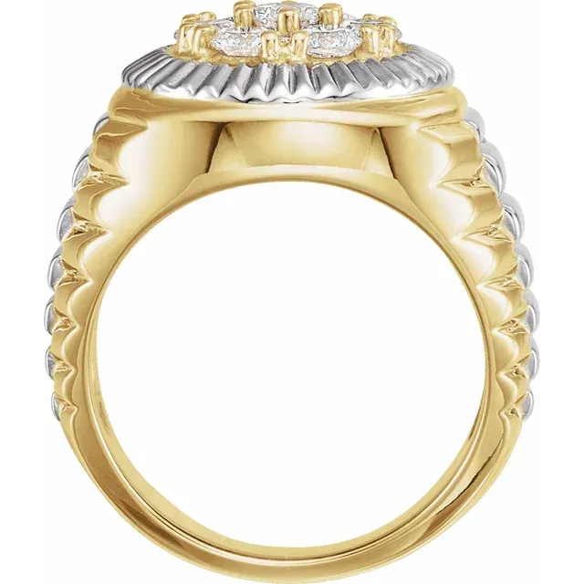 14K Yellow/White 1 3/8 CTW Diamond Cluster Ring Minimalist Bauble Secure Accessory