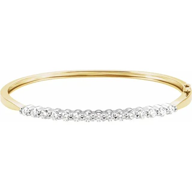 Unwavering Standard 14K Yellow/White 2 1/8 CTW Diamond Bangle 7" Bracelet