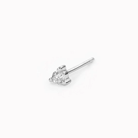 14k White Gold Diamond Stud Earring 2mm - Aria (Single) Daily Classic classic accessory