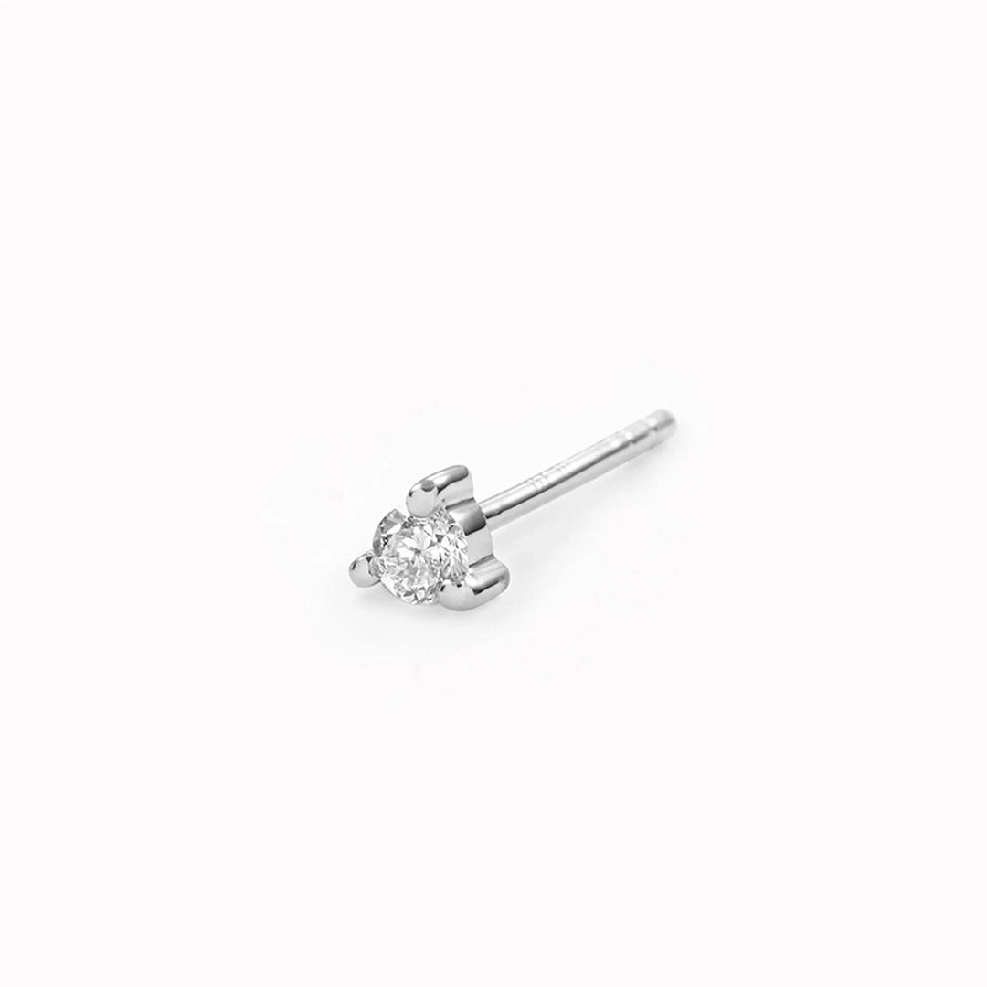 14k White Gold Diamond Stud Earring 2mm - Aria (Single) Daily Classic classic accessory