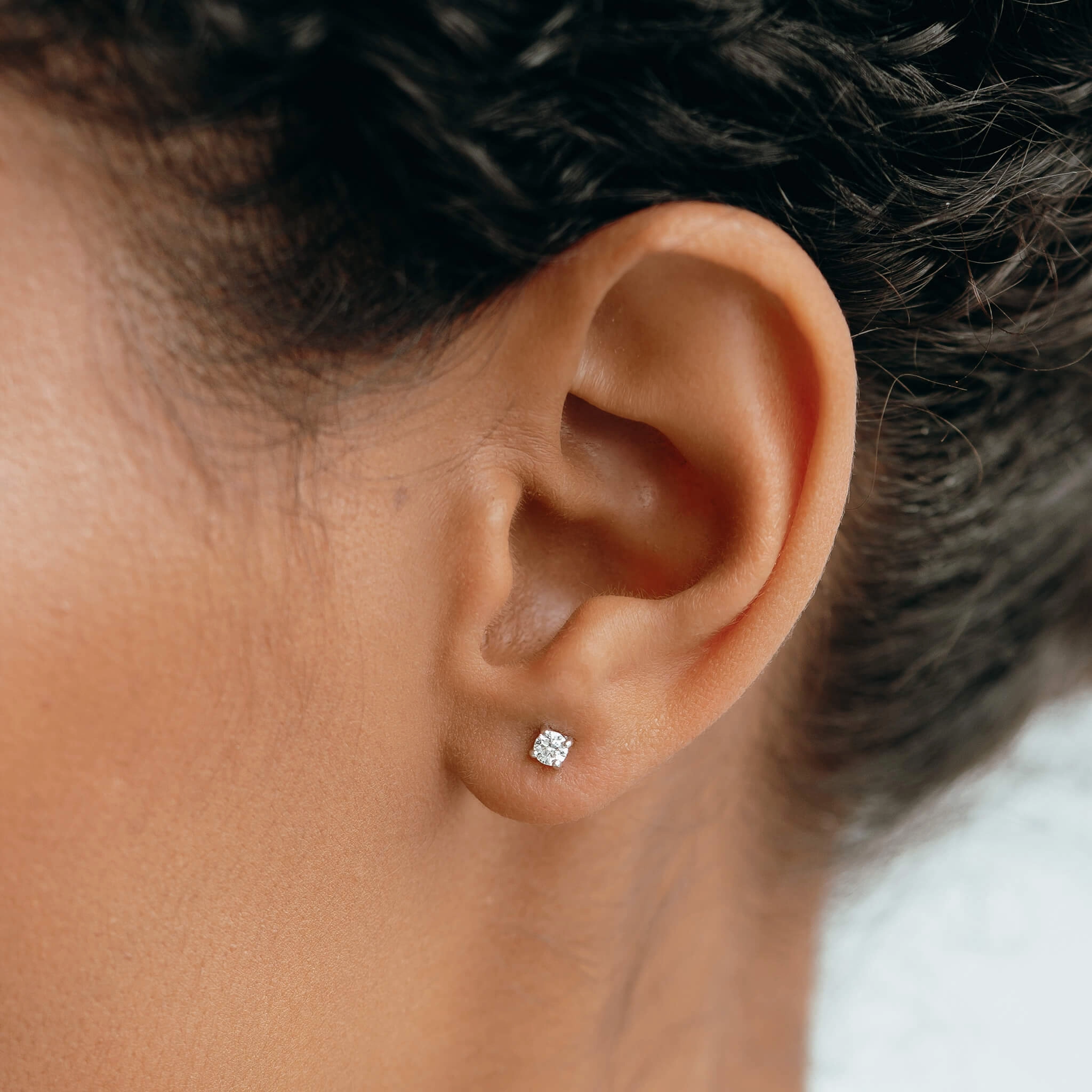 14k White Gold Diamond Stud Earrings 3mm - Aria Petite Touch Luxury Design Pieces