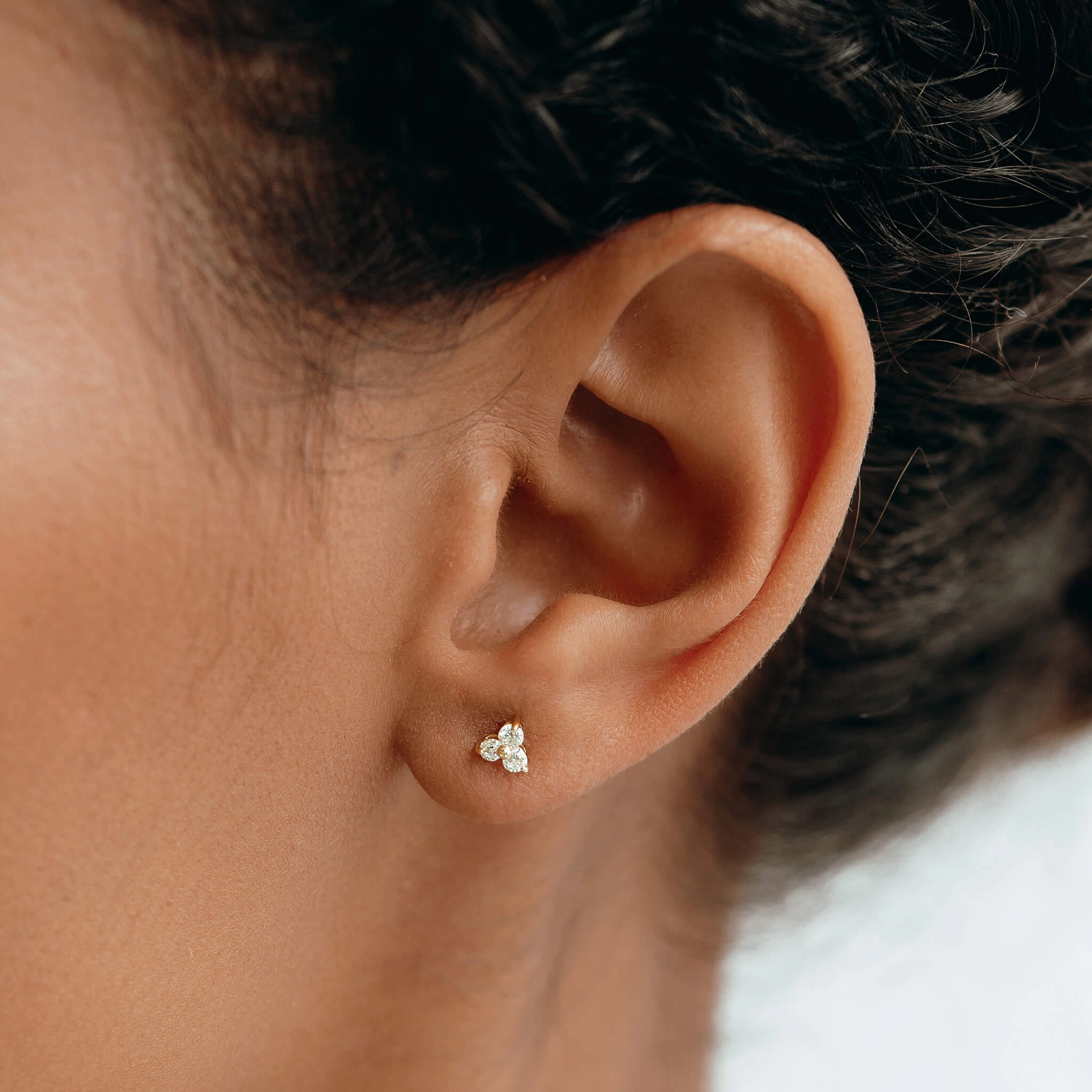 14k Yellow Gold Diamond Stud Earrings - Trillium Modern Twist Effortless Finish