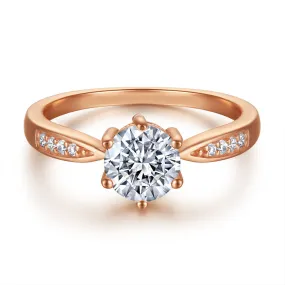 Modern Sparkle Glam Appeal 18K Rose Gold Classic Six Prong Engagement Ring