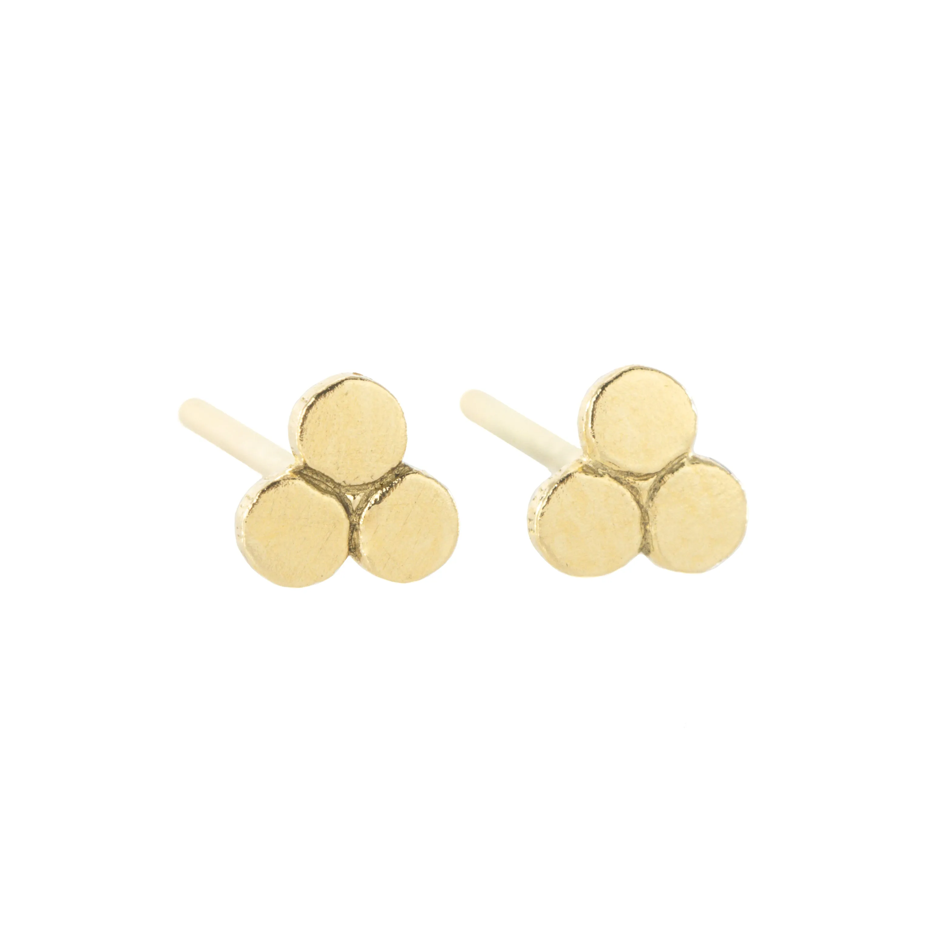 18k Triple Tiny Golden Dot Studs - 18k Gold Shiny Stones