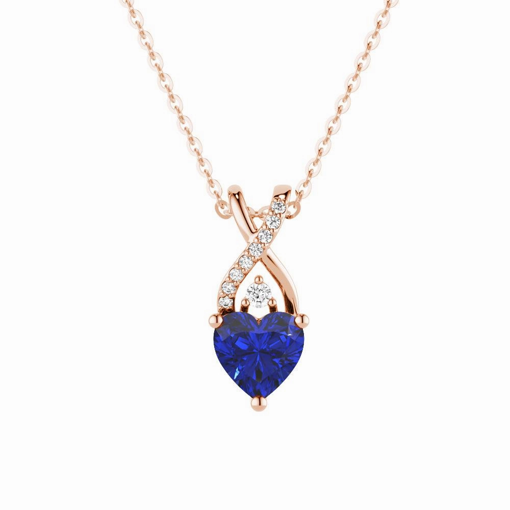 Morning Light 1.16 CT. Solitaire Heart Sapphire and White Sapphire Pendant