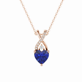 Urban Flair 1.16 CT. Solitaire Heart Sapphire and White Sapphire Pendant