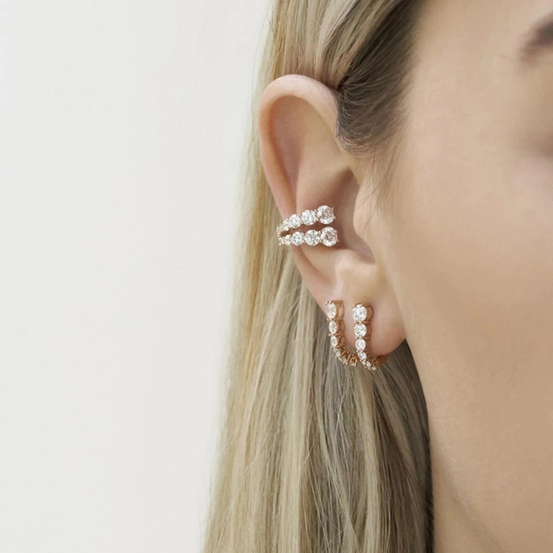 Highlight Accent 1/2/3 Row Graduated Zirconia Ear Cuffs