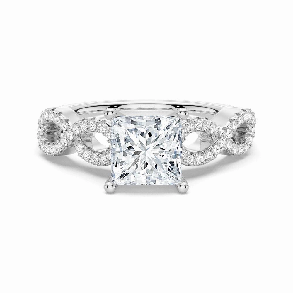 Crystal Clear Casual Vibe 1.5 CT. Twisted Band Princess Cut Moissanite Engagement Ring