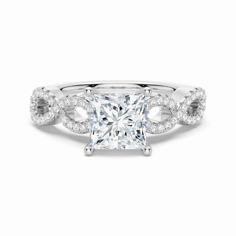 Sparkle Vibe 1.5 CT. Twisted Band Princess Cut Moissanite Engagement Ring