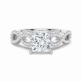 Delicate Vibe Cozy Accent 1.5 CT. Twisted Band Princess Cut Moissanite Engagement Ring