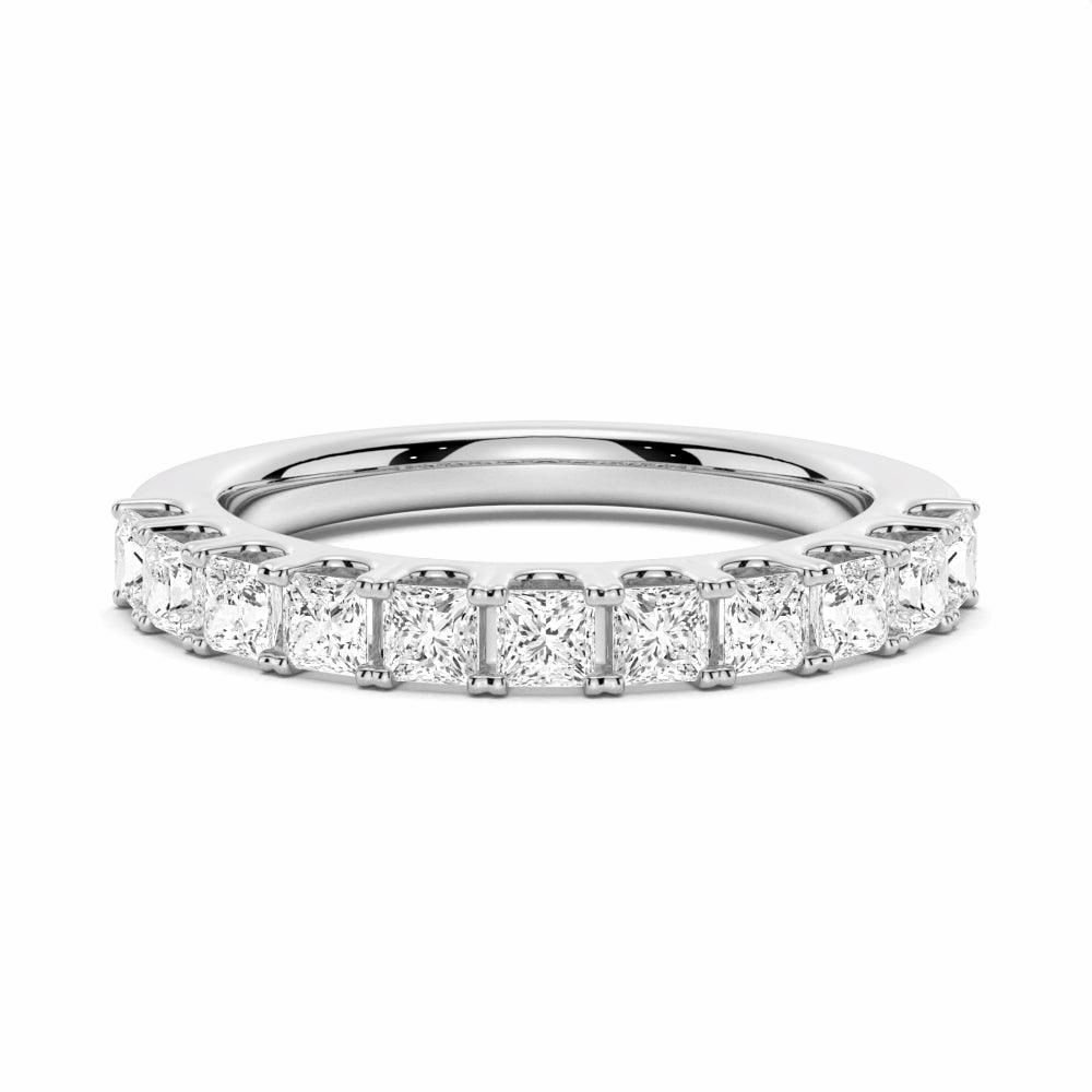 1.65 ctw Princess Cut Moissanite Half Eternity Band Stylish Finish